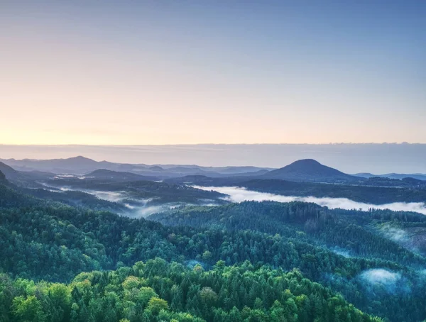 Sonnenuntergang Hügel Über Wolken Landschaft Böhmen Anfang Herbst — Stockfoto