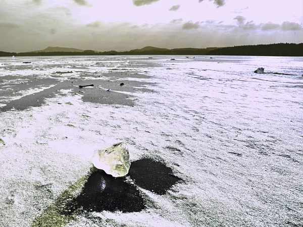Ijs Polar Zon Reflectie Bevroren Ijzige Oppervlak Koude Winter — Stockfoto