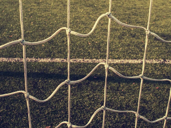 Celem Netto Zielone Boiska Widok Zbliżenie Zabaw Trening Piłki Nożnej — Zdjęcie stockowe