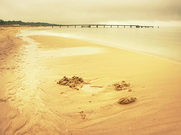 Moody Colorful Sunset Famous Marine Pier Baltic Resort — Stock Photo, Image