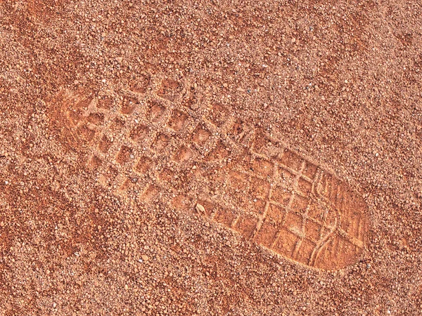 Pegadas Desportistas Num Campo Ténis Superfície Tijolos Triturados Vermelho Claro — Fotografia de Stock