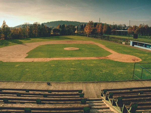 Leere Grüne Tribüne Mit Blick Auf Das Baseball Feld Blick — Stockfoto
