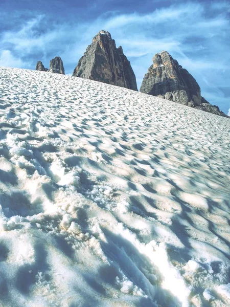 Gran Vista Del Macizo Alpino Tre Cime Lavaredo Ubicación Parque —  Fotos de Stock