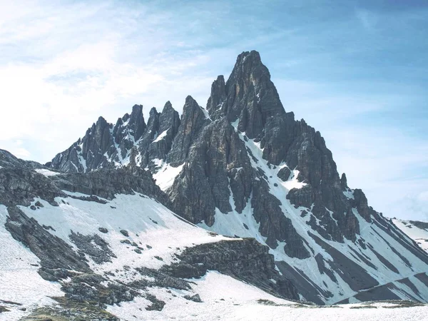Monte Paterno Bahar Soğuk Havalarda Tre Cime Lavaredo Dolomit Alps — Stok fotoğraf
