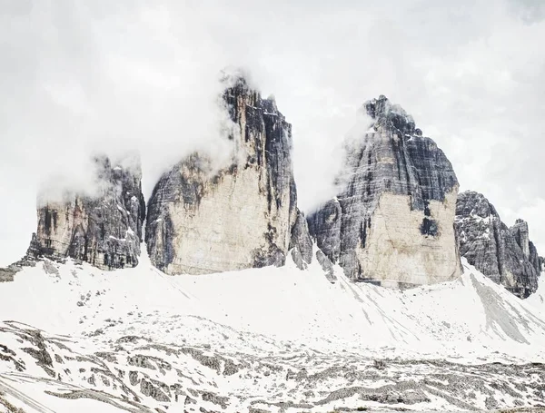 Tre Cime Lavaredo Drei Zinnen Frühlingstour Bei Sonnenuntergang Dolomitenalpen Italien — Stockfoto