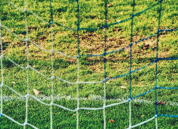 Hojas Otoño Patio Símbolo Del Tiempo Otoñal Campo Fútbol Las — Foto de Stock