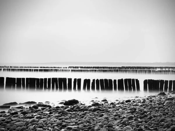 Moody Sunset Sea Beach Foamy Water Level Donne Big Waves — Stock Photo, Image