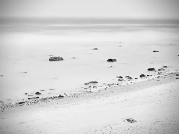 Rust Kalmte Lange Blootstelling Zee Zonsondergang Natuurlijke Romantische Offshore Zonsondergang — Stockfoto