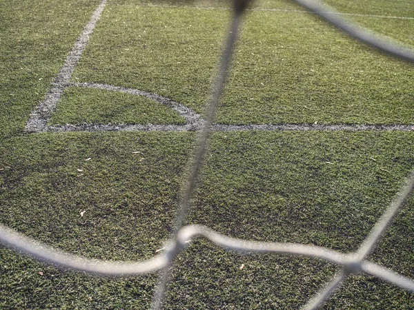 Hoek Lijnen Van Een Buiten Voetbal Voetbal Opleidingsgebied — Stockfoto