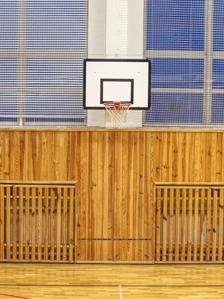 Salle Gym Scolaire Avec Plateau Basket Panier Basketball Cerceau Dans — Photo