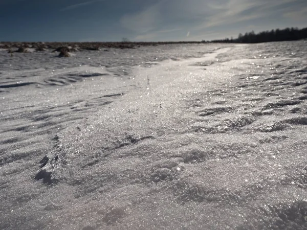 Neve Brillava Sole Bello Sfondo Neve Reale Con Riflessi Fiocchi — Foto Stock