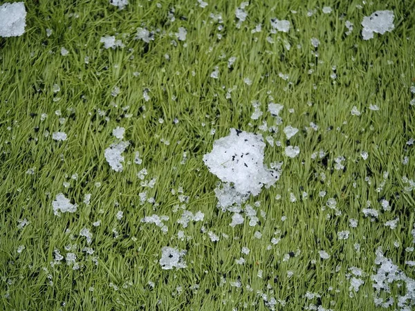 Football playground with snowflakes in detail. — Stock Photo, Image