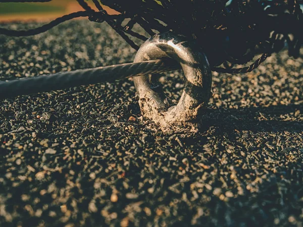 Stålwire rep sling och metall kabel klämma — Stockfoto