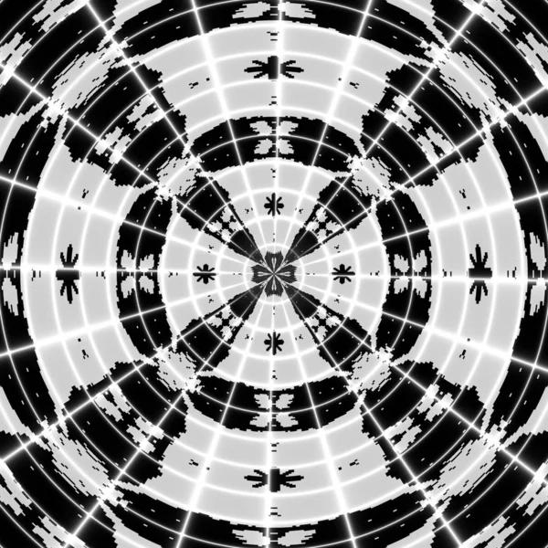 Dark Gray Mandala på svart bakgrund. Galna abstrakta former — Stockfoto