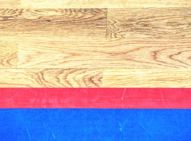 Ahşap zemin katı. Futsal oynamak için spor salonu, mini futbol.