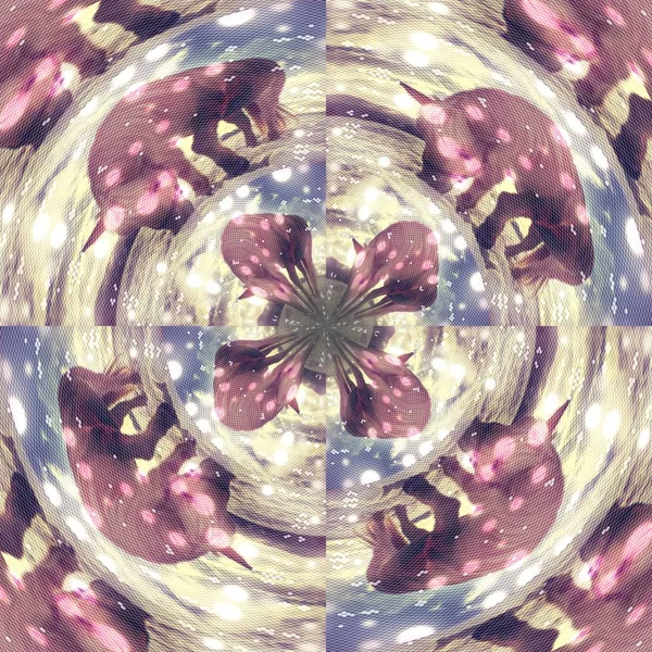 Shapes and objects merged. Kaleidoscope texture