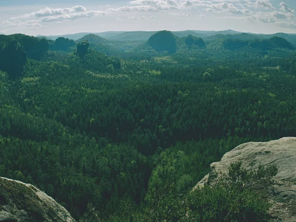 Cima di arenaria nel popolare parco naturale. Robusto terreno roccioso — Foto Stock