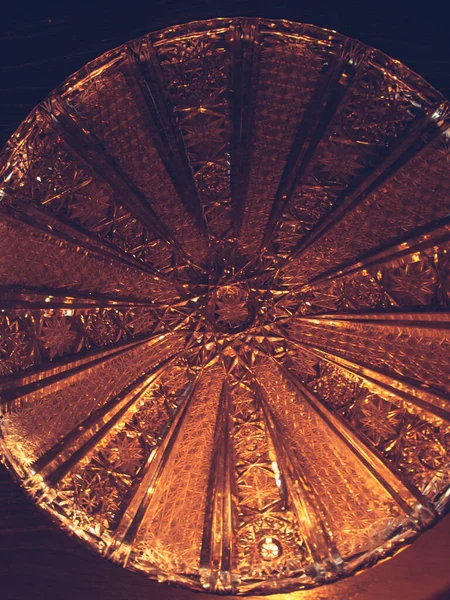 Leuchtende Dekorative Ornamente Aus Gebürstetem Kristallglas Wunderschönes Handgeschliffenes Bleikristallglas Mit — Stockfoto