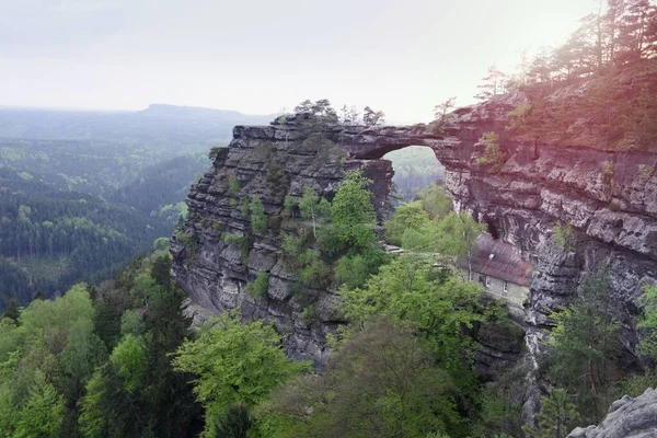 Puerta Pravcicka Arco Natural Más Grande Europa República Checa Sajonia —  Fotos de Stock