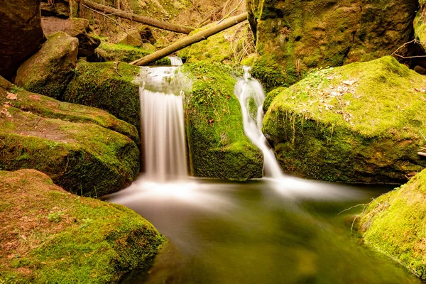 Přírodní Kaskáda Deštných Pralesů Potok Lesní Přírodě Zelený Lesní Potok — Stock fotografie