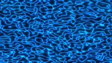 Elektrik devresi hologramı. Dinamik döner hareketli parlak mavi ışık huzmeleri koyu arkaplan, yavaş çekim