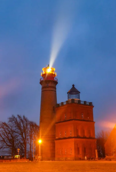 Notte Piovosa Shinning Faro Cap Arkona Sulla Punta Settentrionale Dell — Foto Stock