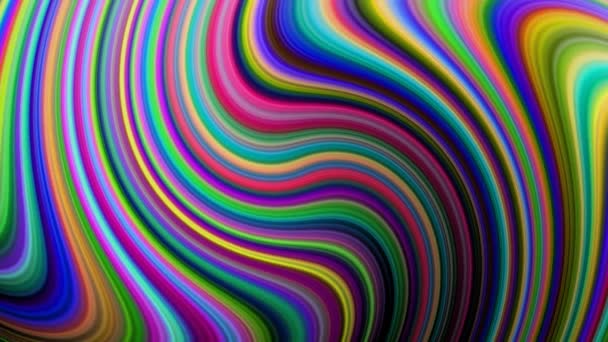 抽象的なプラスチック多色の波 回転と混合物 多色線の三次元円状合併 — ストック動画