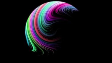 Coloful akıntılarıyla dolu güzel bir küre siyah renkte dönüyor. Girdap içinde dalgaları karıştırmak. Renk tayfı girdabı