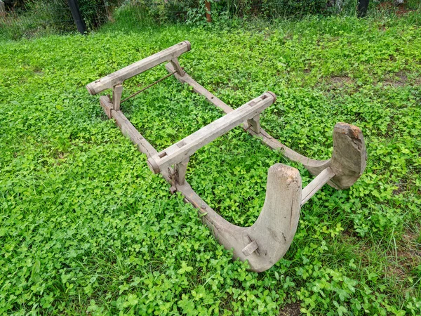 Typical Wooden Sleigh Transporting Wood Forest Help Horse Drawn Carriage — Stock Photo, Image