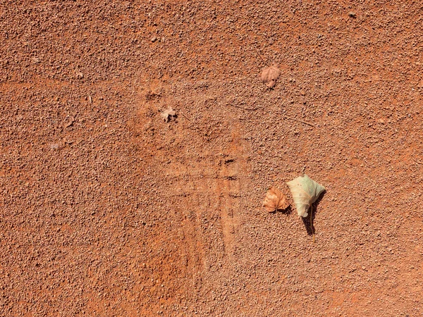 Dry Leaf Fooprint Mark Tennis Red Clay Court Sportsman Step — Stock Photo, Image