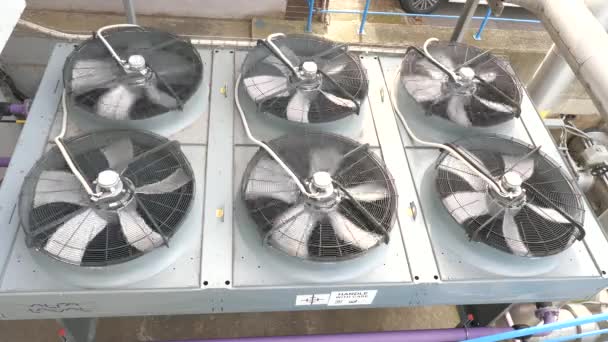 Ventilação Industrial Sistema Refrigeração Metal Ventilador Industrial Refrigerando Temperatura Sistema — Vídeo de Stock