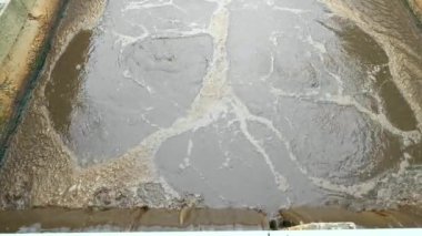 Sindirim tankında konsantre biyokütle girdabı olan köpüklü nehir lağımı..