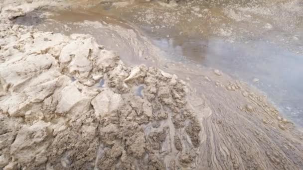 Detalle Espuma Enorme Tanque Sedimentación Circular Hormigón Depósito Agua Purificación — Vídeo de stock