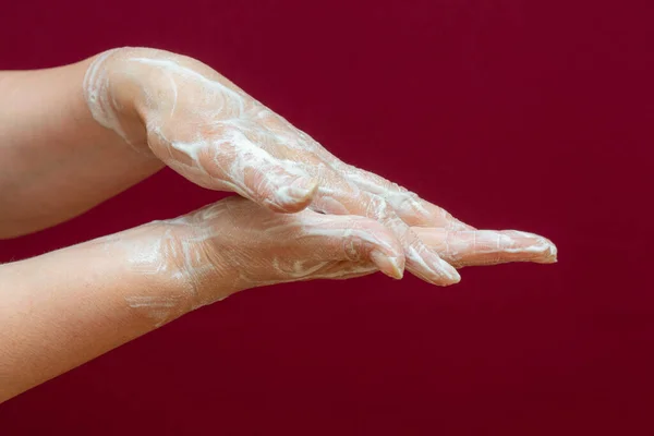 Närbild Från Sidan Tvätta Händerna Begreppet Hygien — Stockfoto