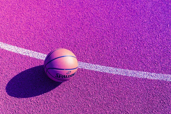 Telsiai Litauen 2020 Orangefarbener Ball Für Basketball Auf Dem Sportplatz — Stockfoto