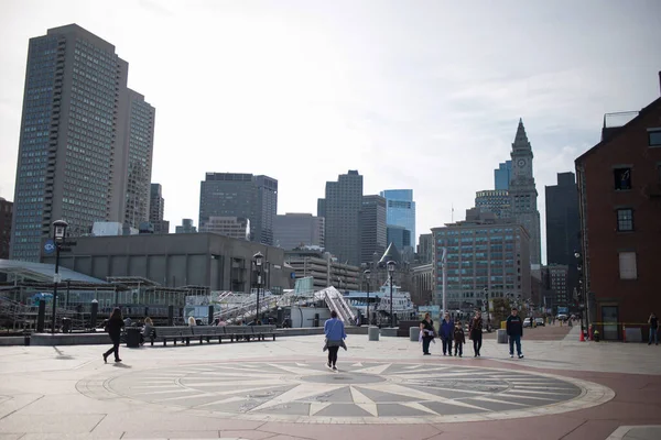 Boston Usa Februar 2018 Boote Werden Einem Morgen Long Wharf — Stockfoto