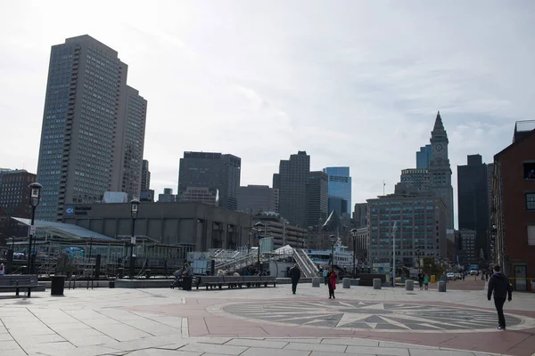 Boston Usa Februar 2018 Boote Werden Einem Morgen Long Wharf — Stockfoto