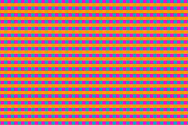 Çizim soyut hipnoz psikodelik çok renkli turuncu mavi, küçük, kareli doku deseni. Renkli ve soyut bir arkaplan.