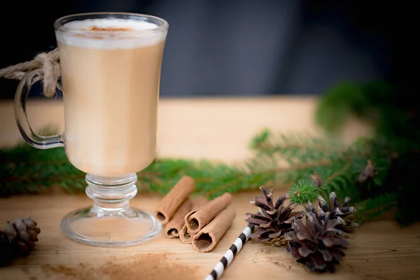 Chocolade Martini Cocktail Eierpunch Met Kaneel Chocolade Glas Voor Kerstmis — Stockfoto