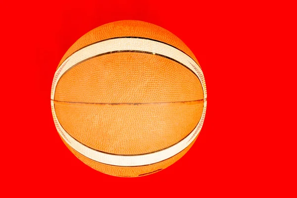 Old Basket Ball Isolated Red Background — Stock Photo, Image