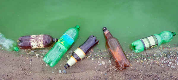 Górny Widok Odpady Morskie Odpady Wytwarzane Przez Ludzi Które Bezpośrednio — Zdjęcie stockowe