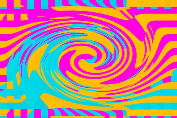 Twirl Swirltexture Three Wavy Colors Cyan Blue Pink Orange Background — стоковое фото