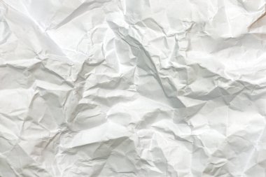 Beyaz Buruşuk kağıt dokusunu kapat. Düz yatış, üst görünüm