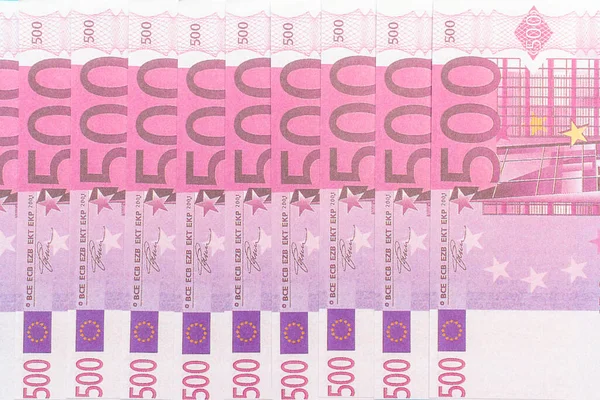 Background Row Banknotes 500 Euros European Currency Background Made Banknotes — Stock Photo, Image