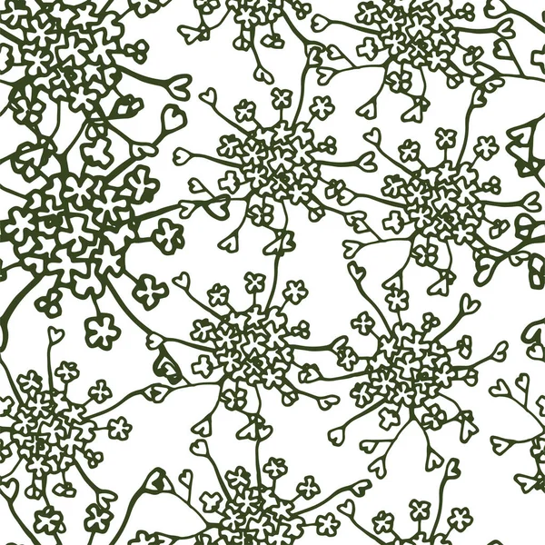 Vad Virágok Zökkenőmentes Mintája Sűrű Ray Kompozíció Fehér Háttérrel Díszíteni — Stock Vector