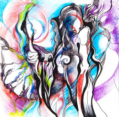 Asası olan bir büyücü. Renkli ve güzel grafikler. Psikedelik. Esrarengizlik ve büyücülük. Bir kitap ya da hikaye için bir illüstrasyon. İlişkiler ve gerçeküstücülük. Duvardaki resim..