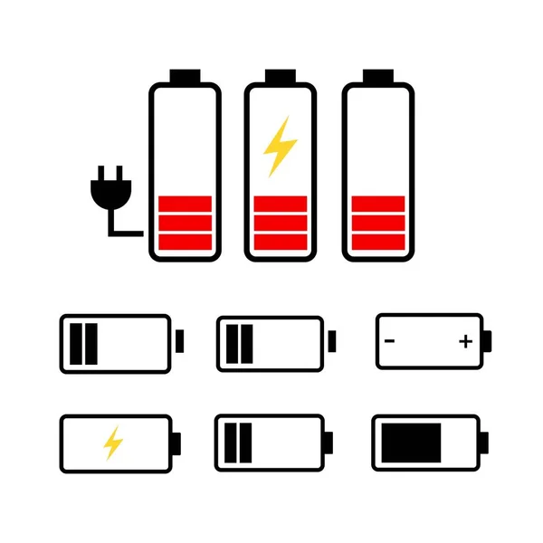 Uppsättning batteri vektor ikon — Stock vektor