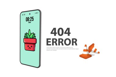Hata 404 sayfası bulunamadı, bakım, web hata konsepti vektör ilüstrasyonu.