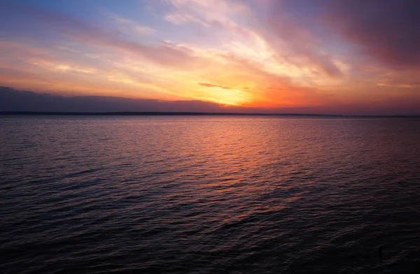 Coucher Soleil Orange Magique Sur Mer Lever Soleil Sur Plage — Photo