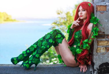 Seksi süper kahraman kadın Cosplay karakter portresi